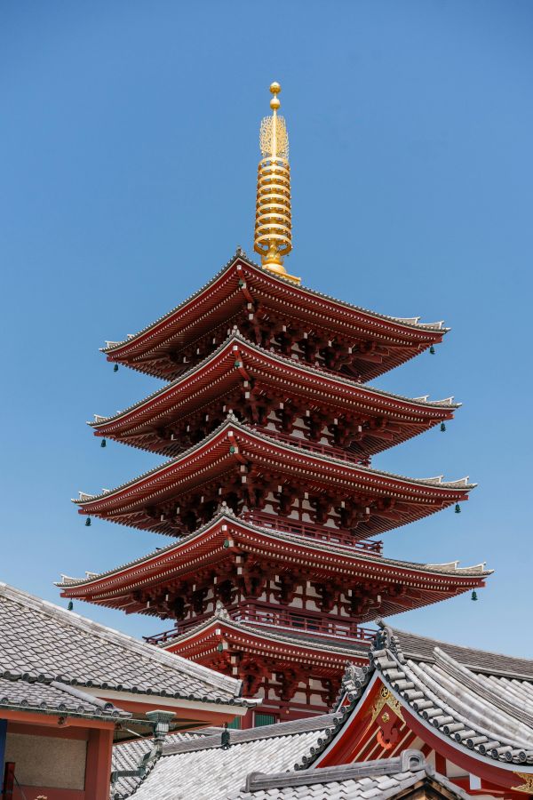Senso-ji Temple's five-story pagoda, Asakusa, Tokyo